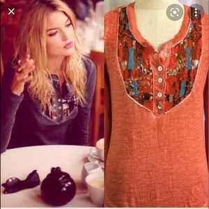 Free People | Tiger eye sequin bib Henley top
